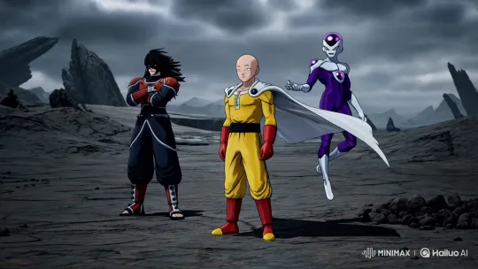 Madara, Frieza, Saitama: Epic Showdown in a Stormy Wasteland – AI Generated Video | Hailuo AI