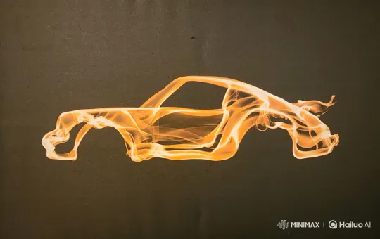 Glowing Smoke Sculpture of Porsche Drives Off – AI Generated Video | Hailuo AI