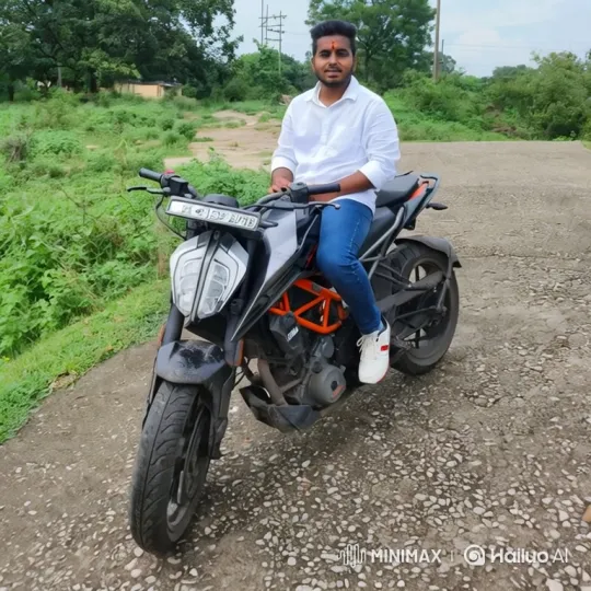 Man and Motorcycle in Expanding Landscape Perspective – AI Generated Video | Hailuo AI