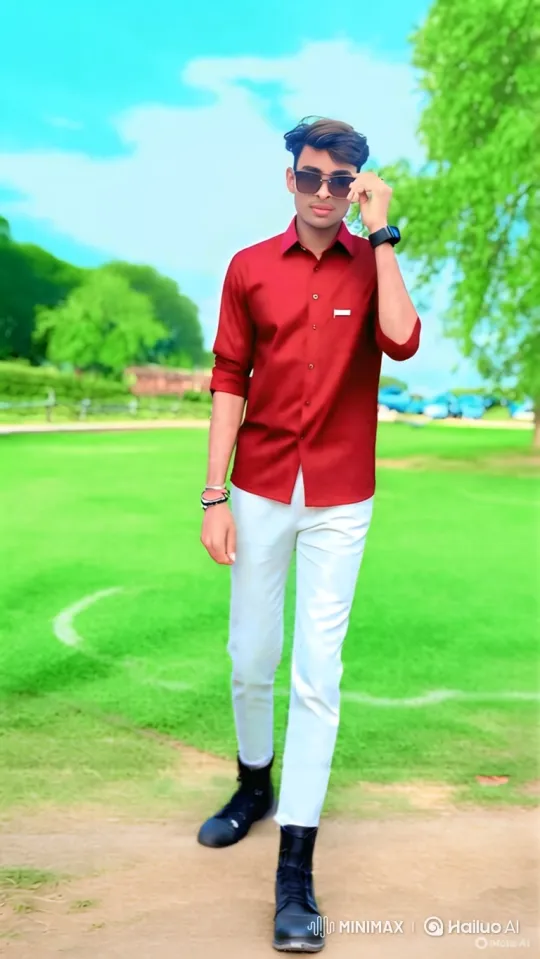 Young Man in Red Shirt Meets Formal Attire Man – AI Generated Video | Hailuo AI