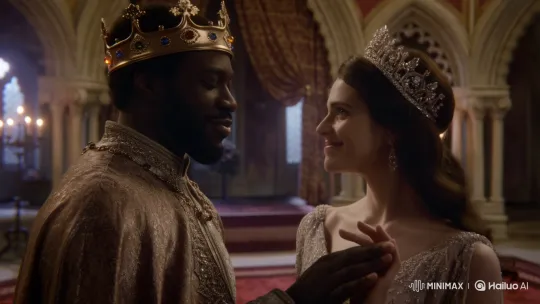 Black King Serenades Queen in Majestic Castle – AI Generated Video | Hailuo AI