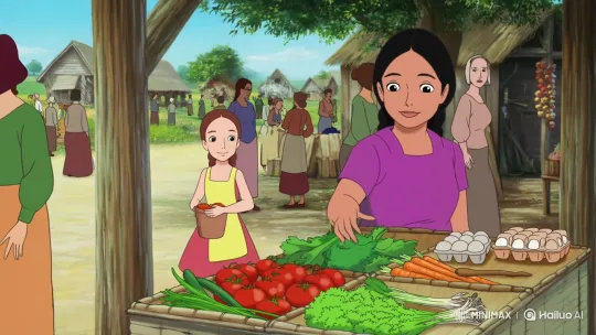 Young Girl Buys Fresh Produce at Village Market – AI Generated Video | Hailuo AI