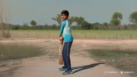 Young Boy Hits Cricket Ball for a Six – AI Generated Video | Hailuo AI