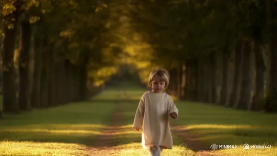 Innocent Child's Journey Down a Sunlit Path – AI Generated Video | Hailuo AI