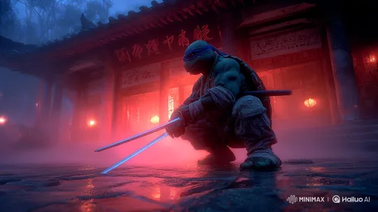 Powerful Turtle Warrior Showcases Swift Combat Skills – AI Generated Video | Hailuo AI