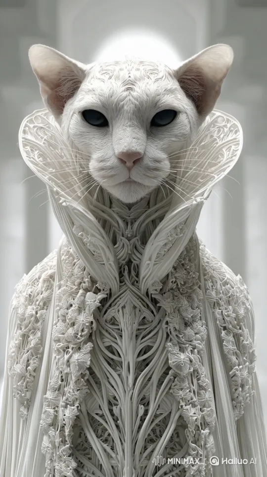 White Cat Performs Heart Gesture with Magical Light Effects – AI Generated Video | Hailuo AI