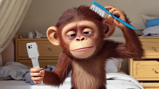 Animated Monkey's Wacky Morning Routine – AI Generated Video | Hailuo AI
