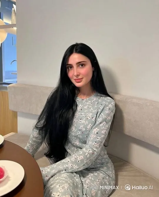 Young Woman in Floral Dress on Bench with Dessert – AI Generated Video | Hailuo AI
