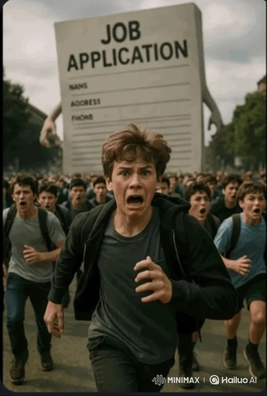 Job Application Terror: Young Men's Frenzied Escape – AI Generated Video | Hailuo AI