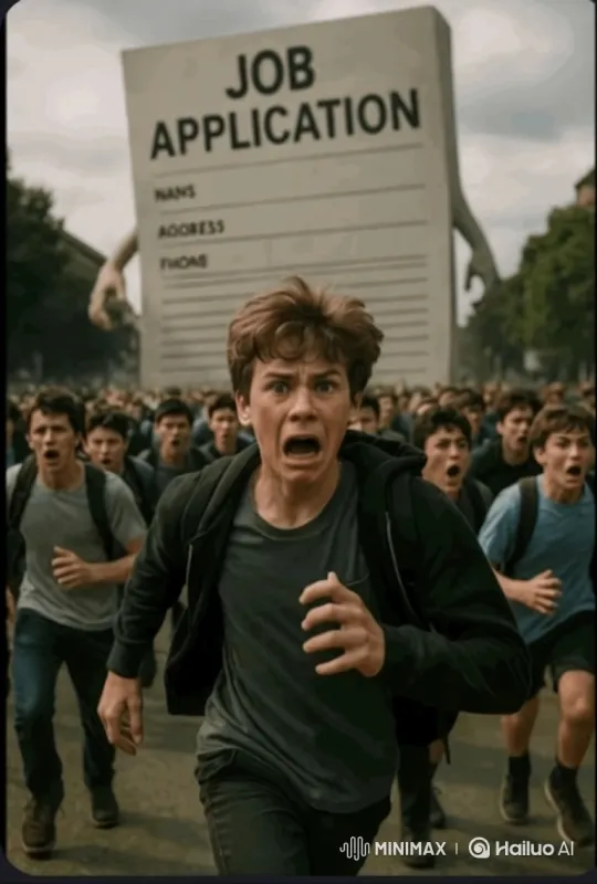 Terror and Chaos: Man Fleeing Job Application Monster – AI Generated Video | Hailuo AI