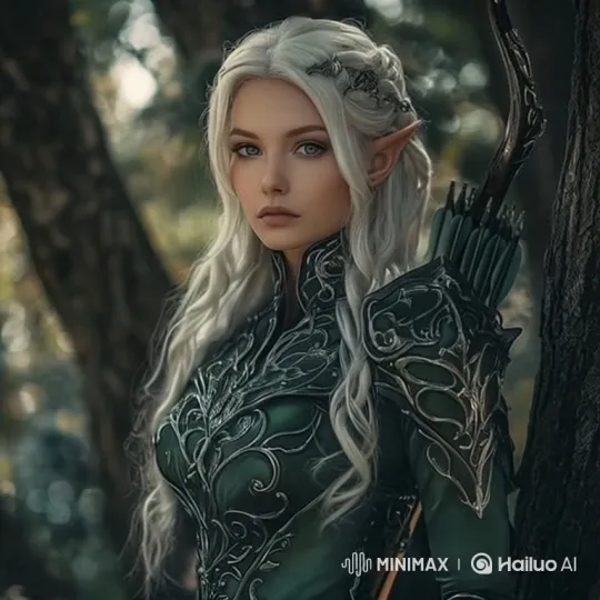 Elven Archer in Sunlit Forest Standoff – AI Generated Video | Hailuo AI