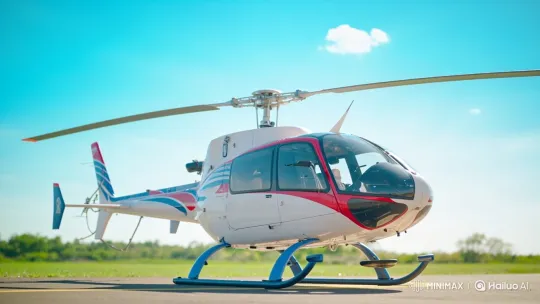 Helicopter Rotor Acceleration on Airfield – AI Generated Video | Hailuo AI