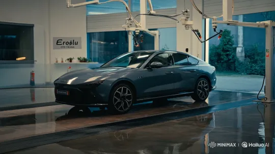 Eroğlu Car Wash: Modern Facility Cleans Sleek Vehicle – AI Generated Video | Hailuo AI