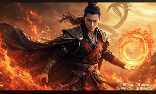 Warrior Yan Xiao Embraces Fire Power Amidst Inferno – AI Generated Video | Hailuo AI