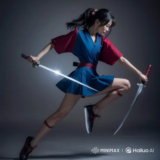 Young Martial Artist Demonstrates Sword Skills – AI Generated Video | Hailuo AI