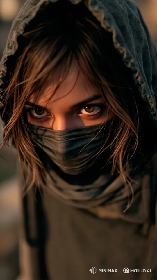 Mysterious Figure in Intense Gaze Amidst Sunset – AI Generated Video | Hailuo AI