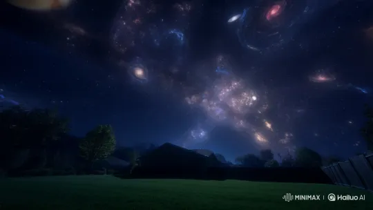 Chaotic Celestial Dance Over Suburban Yard – AI Generated Video | Hailuo AI