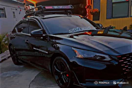 Custom Sedan Simulates Air Suspension Lowering – AI Generated Video | Hailuo AI