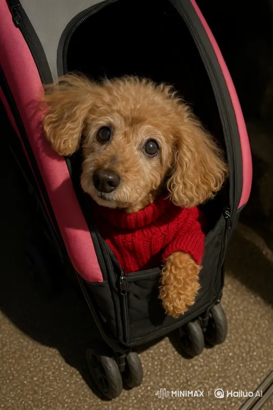 Curious Poodle in Carrier Detects an Interesting Scent – AI Generated Video | Hailuo AI