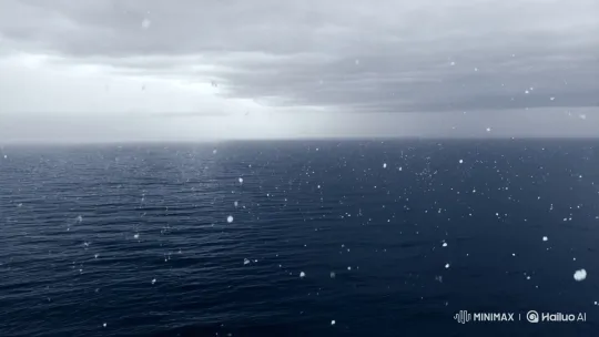 Surreal Ocean Under Snowfall Panorama – AI Generated Video | Hailuo AI