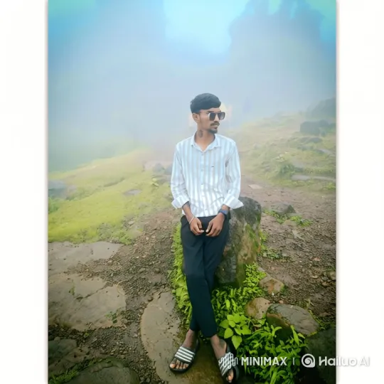 Young Man Contemplates in Foggy Hillside Landscape – AI Generated Video | Hailuo AI