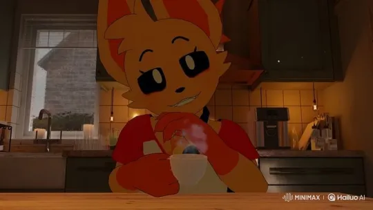 Anthropomorphic Fox Dances in Cozy Kitchen on Rainy Day – AI Generated Video | Hailuo AI