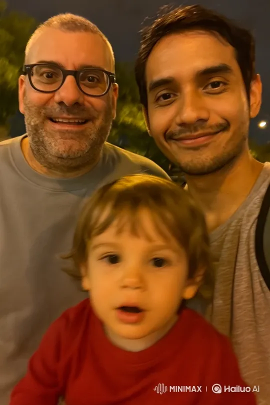 Intimate Family Selfie Moment Captured at Night – AI Generated Video | Hailuo AI