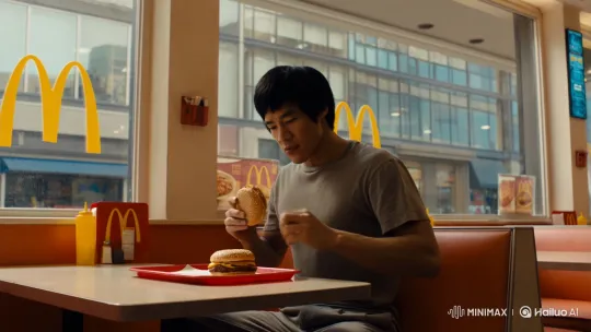 Bruce Lee Spits Out Big Mac, Performs Flying Kick Out McDonald's Window – AI Generated Video | Hailuo AI