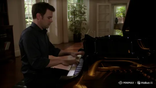 Focused Pianist Performs in Elegant Room – AI Generated Video | Hailuo AI