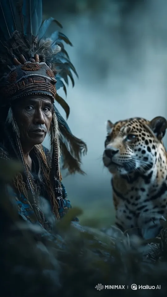 Elderly Man and Jaguar in Misty Forest Connection – AI Generated Video | Hailuo AI