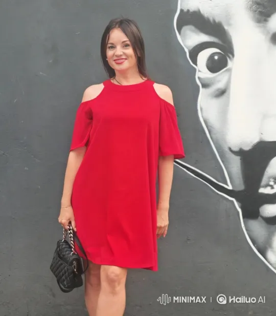 Stylish Woman in Red Dress with Serene Smile – AI Generated Video | Hailuo AI