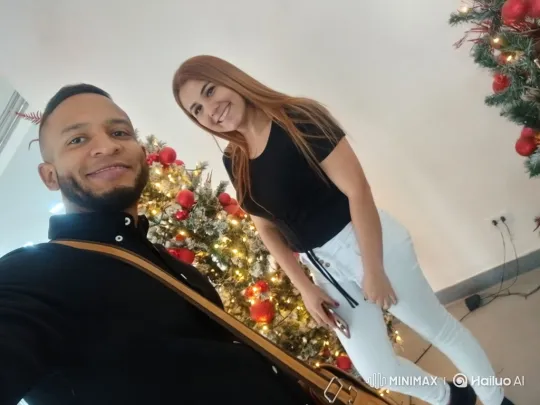 Family Portrait in Front of Christmas Tree – AI Generated Video | Hailuo AI