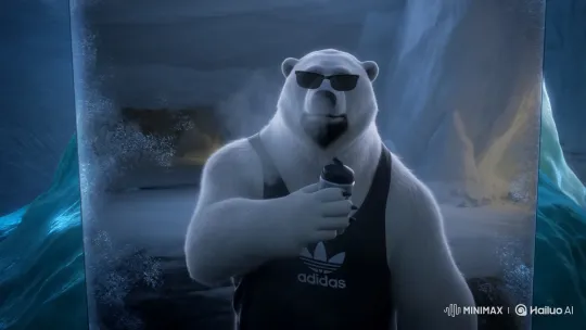 Hyper-Realistic Polar Bear Takes Confident Gym Selfie – AI Generated Video | Hailuo AI