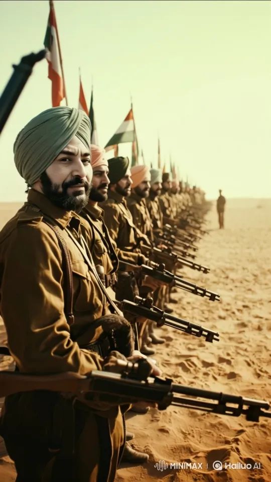 Indian Soldiers in 1940s Desert Training with Rifles – AI Generated Video | Hailuo AI