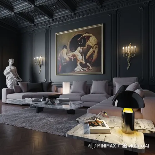 Luxurious Living Room Showcases Modern and Classical Design – AI Generated Video | Hailuo AI