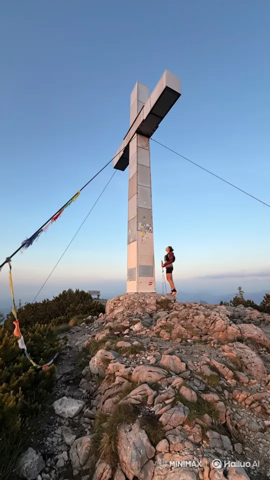 Woman on Mountain Summit Amidst Panoramic Earth View – AI Generated Video | Hailuo AI