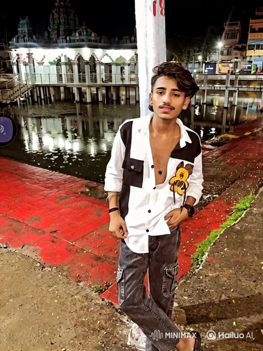 Young Man in Reflective Night Setting with Steady Zoom – AI Generated Video | Hailuo AI