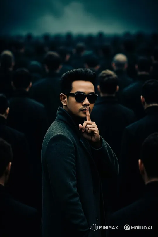 Mysterious Man Commands Silence Amidst Crowded Mystery – AI Generated Video | Hailuo AI
