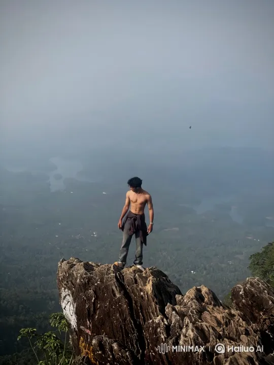 Man on Mountain to Earth from Space Perspective – AI Generated Video | Hailuo AI