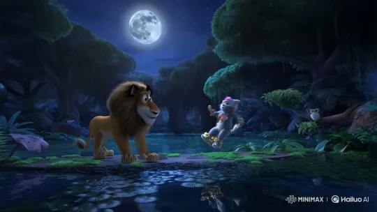 Enchanted Jungle: Cat and Lion's Romantic Dance – AI Generated Video | Hailuo AI