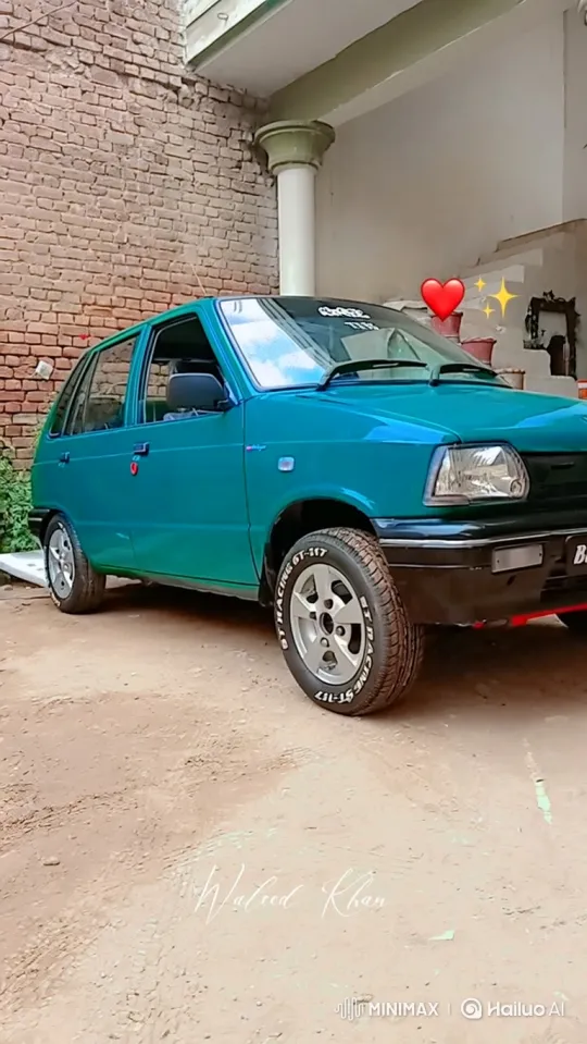 Custom Teal Hatchback with Adjustable Air Suspension – AI Generated Video | Hailuo AI