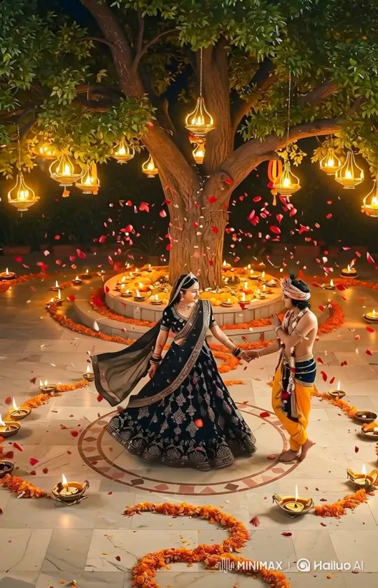 Traditional Couple's Serene Night Dance in Courtyard – AI Generated Video | Hailuo AI