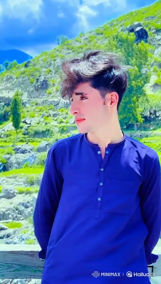 Young Man in Serene Landscape Turns to Camera – AI Generated Video | Hailuo AI
