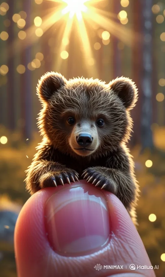 Tiny Baby Bear Cub in Macro Close-Up – AI Generated Video | Hailuo AI
