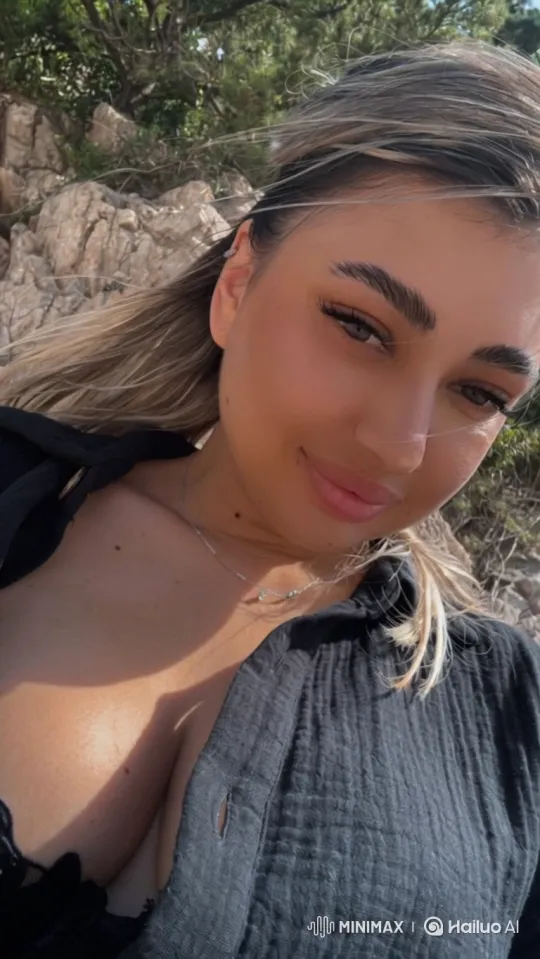 Young Woman Enjoying a Banana in Rocky Landscape – AI Generated Video | Hailuo AI