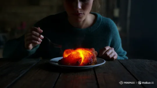 Molten Lava Chicken: A Realistic Dining Experience – AI Generated Video | Hailuo AI