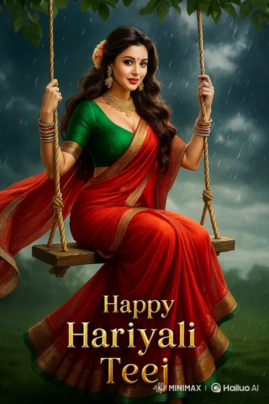 Elegant Woman Swings in Monsoon Atmosphere – AI Generated Video | Hailuo AI