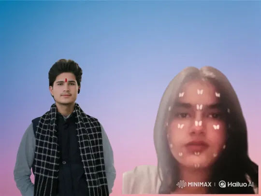 Young Couple Embraces and Kisses in a Gradient-Background Video – AI Generated Video | Hailuo AI