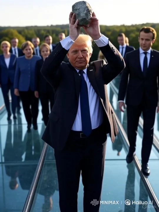 World Leaders Fall After Trump Breaks Glass Bridge – AI Generated Video | Hailuo AI