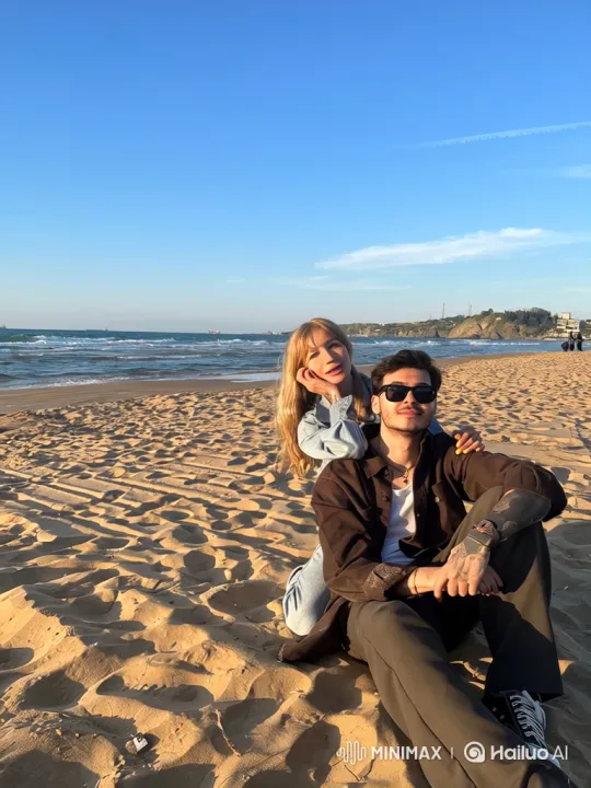 Young Couple and Daughter's Intimate Beach Embrace – AI Generated Video | Hailuo AI